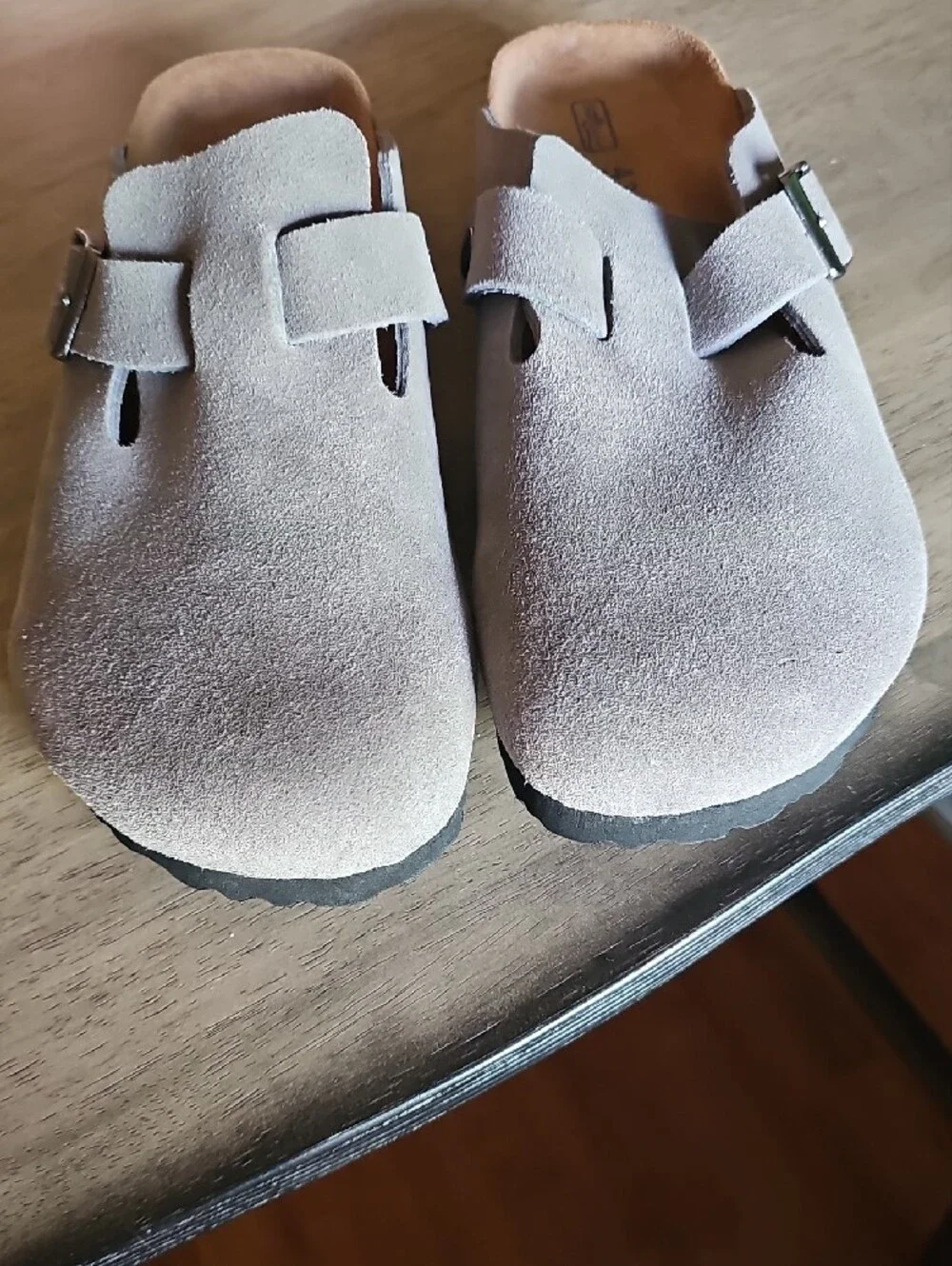 Birkenstock Men's Size 10 Suede Double-Buckle Clog - Gray